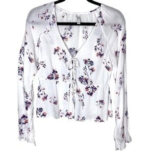 GENTLE Fawn Front Tie Lydia Floral Blouse
